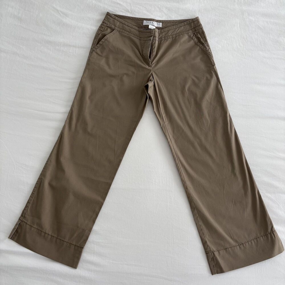 Trina Turk Women's Beige Cropped Wide Leg Pants Stitched Size 4 EUC